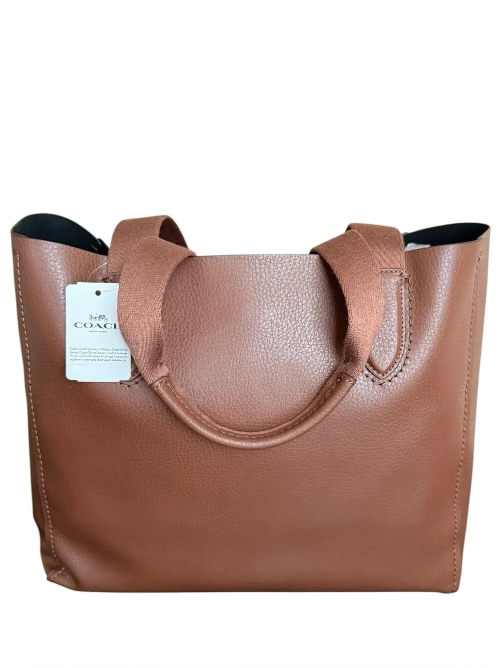 Coach Derby Tote Pebble Leather Saddle Black